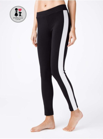 Моделирующие леггинсы с высокой посадкой и лампасами URBAN CHIC, р.164-94, nero-silver