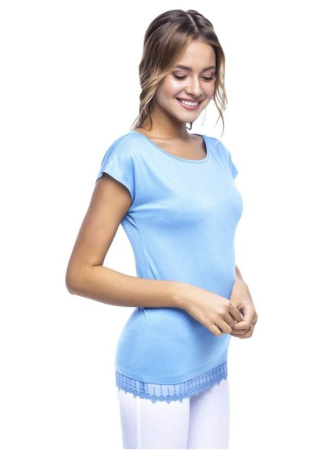 Футболка с кружевом по низу LD 507 || ВТЖ Джемпер жін. CELG LD 507, р.158,164-100, кораловий