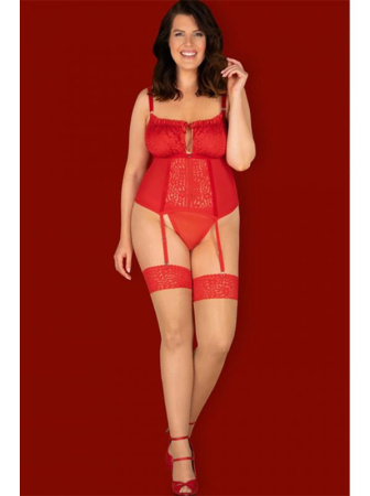 Чулки под пояс Obsessive Blossmina Телесно-красный