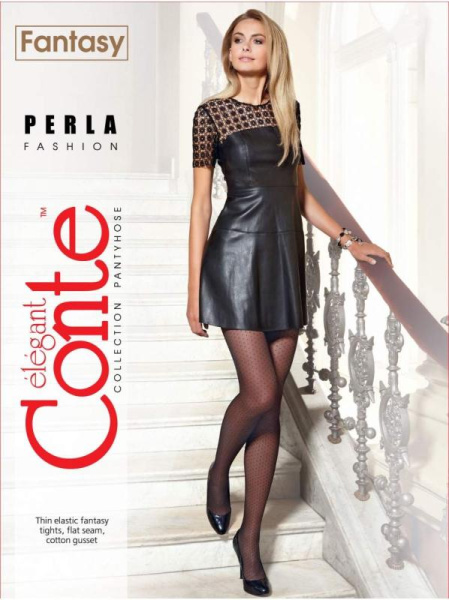 Колготки в мелкий горошек с имитацией сетки PERLA Lycra, р.4, Nero Колготки в мелкий горошек с имитацией сетки PERLA Lycra, р.4, Nero
