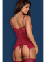 Комплект Obsessive Rosalyne corset Бордо-телесный