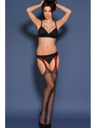 Чулки с поясом Gabriella Lola 20 den Черно-красный