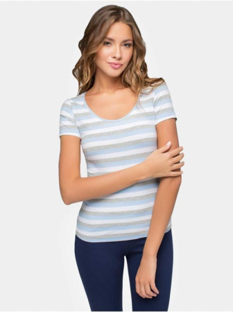 Хлопковая футболка в полоску LD 632 || ВТЖ Джемпер жін. CELG LD 632, р.170,176-96, сірий-жовтий