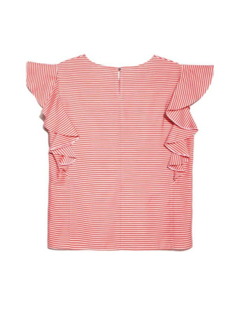 Ультрамодная шелковистая блузка с воланами LBL 909 || Блуза жін. CE LBL 909, р.170-84-90, coral-white