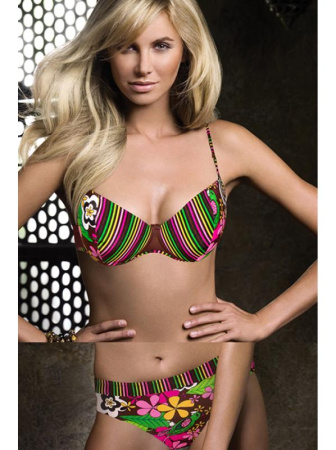 Комплект Samanta Parrot - верх от купальника - Бюст push up A035 и плавки - Полные трусики B0219 Коричневый