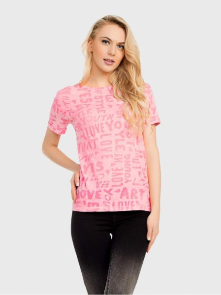 Футболка с разрезами по бокам и рисунком буквы LD 730