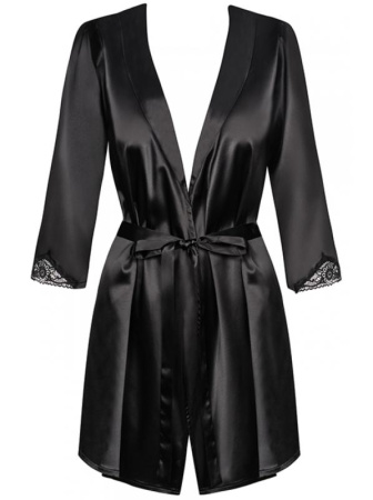 Комплект Obsessive Satinia robe Черный