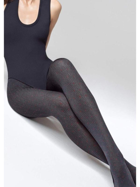 Колготки с узором MARILYN Grace R04, 5, melange/red(серый/красный) Колготки с узором MARILYN Grace R04, 5, melange/red(серый/красный)