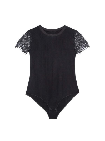 Фактурный боди-топ из вискозы премиального качества с кружевом LBD 1034 || Боді жін. CE LBD 1034, р.164-92-98, black Фактурный боди-топ из вискозы премиального качества с кружевом LBD 1034 || Боді жін. CE LBD 1034, р.164-92-98, black