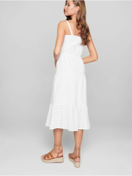 Легкое платье с вышивкой ришелье на тонких бретелях из хлопка премиального качества LPL 1143