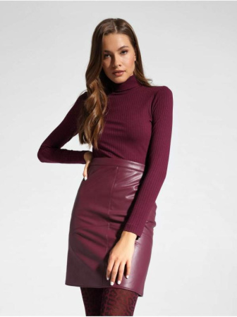 Классическая водолазка в рубчик из вискозы премиального качества LD 1028 || Джемпер жін. CE LD 1028, р.170-88, grape wine