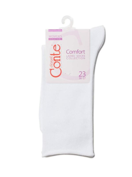 Носки жен. хлопковые Conte COMFORT (без резинки) 19С-101СП, р.23, 000 белый