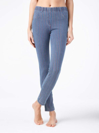 Ультрамодные леггинсы из денима в полоску OLIVIA, р.164-94, Blue