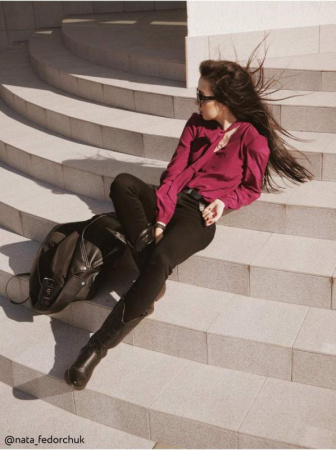 Блузка-боди из вискозы премиального качества &quot;прикосновение шелка&quot; LBD 1035 || Боді жін. CE LBD 1035, р.164-84-90, bordo