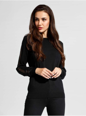 Вязаный джемпер с прозрачной отделкой по рукавам LDK 058