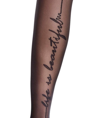 Колготки с имитацией шва и тату-рисунком BEAUTY, р.2, Nero || Колготки з імітацією шва і тату-малюнком BEAUTY, р. 2, Nero