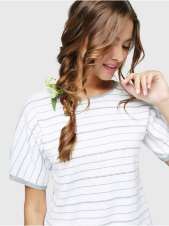 Вязаный джемпер с коротким рукавом и разрезами по бокам LDK 016