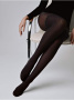 Колготки с имитацией чулок и рельефными полосами GLAM, р.3, Nero || Колготки з імітацією панчіх і рельєфними смугами GLAM, р. 3, Nero