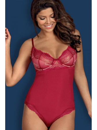 Боди Obsessive Rosalyne Бордо-телесный