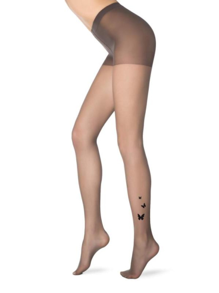 Прозрачные колготки с тату-рисунком BUTTERFLY Lycra, р.4, Grafit Прозрачные колготки с тату-рисунком BUTTERFLY Lycra, р.4, Grafit