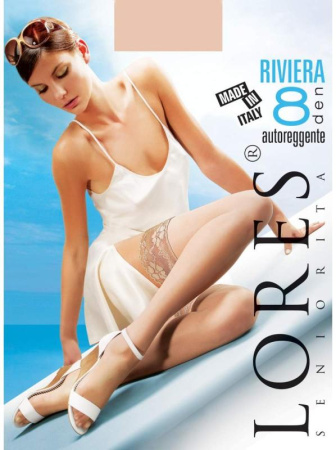 Чулки женские LORES Riviera 8 autoreggente, 1/2, bianco(белый)