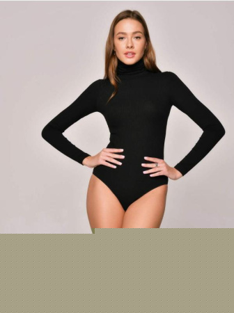 Базовая боди-водолазка из вискозы в рубчик LBD 1154 Базовая боди-водолазка из вискозы в рубчик LBD 1154