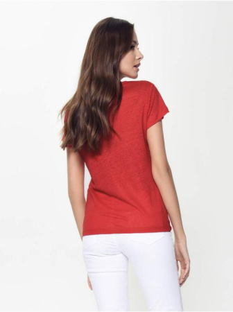 Льняная футболка с вырезом &quot;капелька&quot; LD 919 || Джемпер жін. CE LD 919, р.170-96, sugar coral