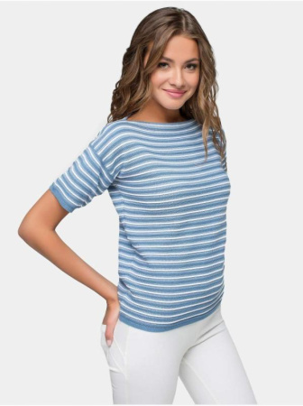 Вязаный фактурный джемпер из легкой хлопковой пряжи LDK 021