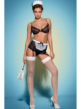 Костюм Obsessive Maidme set Черно-белый