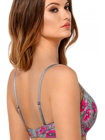 Бюстгальтер push up Kinga Happiness PU-551 Серо-малиновый