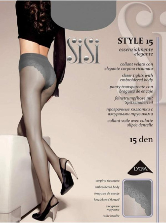Колготки с ажурными трусиками SISI Style 15, 2, daino(цвет загара)