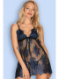 Комплект Obsessive Yassmyne babydoll Сине-черный || Комплект Obsessive Yassmyne babydoll Сине-черный