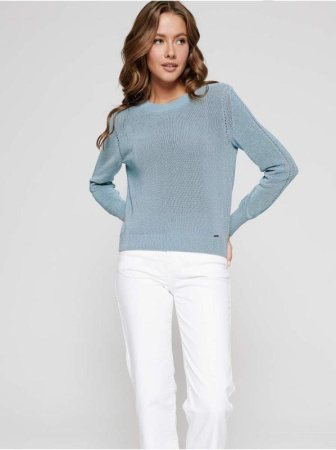 Вязаный джемпер с ажурным узором из легкой пряжи с хлопком LDK 095