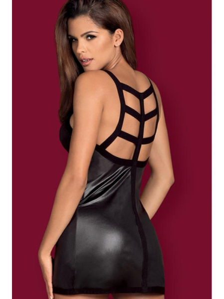 Комплект Obsessive Leatheria chemise Черный