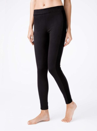 Ультрамодные леггинсы из искусственной замши c лампасами VELVET CHIC, р.170-94, Nero