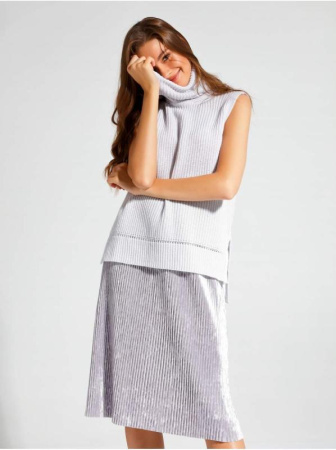 Вязаный шерстяной жилет без рукавов LDK 071 || Жилет жін. CE LDK071 18С-223СП, р.170-84, moon grey