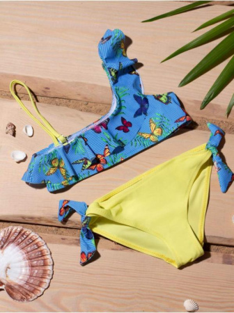 Купальник на одно плечо с воланом HOLLY BLUE