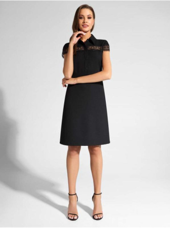 Платье приталенного силуэта с фактурным кружевом LPL 1038 || Плаття жін. CE LPL 1038, р.164-84-90, black