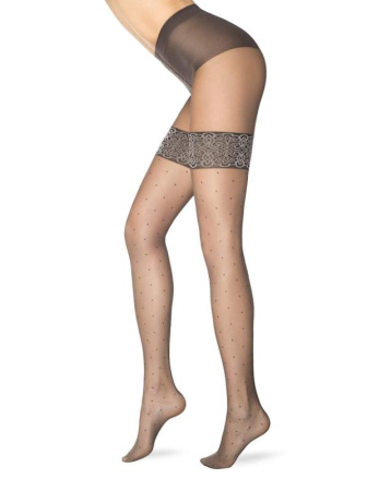 Колготки в горошок з імітацією ажурних панчіх PASSAGE Lycra