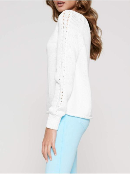 Вязаный джемпер с ажурными косами из объемной пряжи с хлопком LDK 093