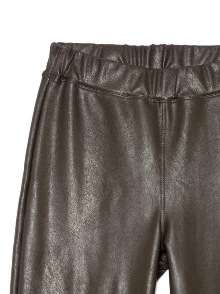 Моделирующие термолеггинсы с высокой посадкой из искусственной кожи BELLA CONTE, р.170-98, deep khaki