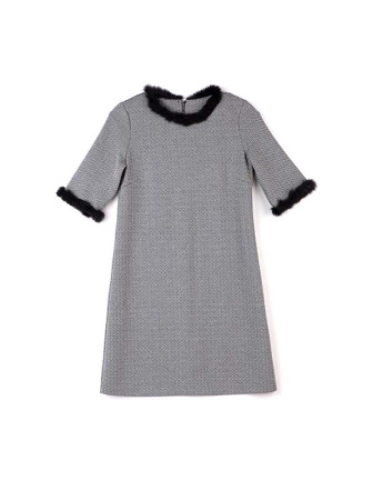 Платье А-силуэта с металлическим блеском и декором из меха 848 || Плаття жін. CE LPL 848, р.170-88-94, grey