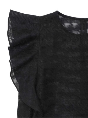 Блузка с воланами из полупрозрачного полотна с рисунком LBL 1099 || Блуза жін. CE LBL 1099, р.170-92-98, black Блузка с воланами из полупрозрачного полотна с рисунком LBL 1099 || Блуза жін. CE LBL 1099, р.170-92-98, black