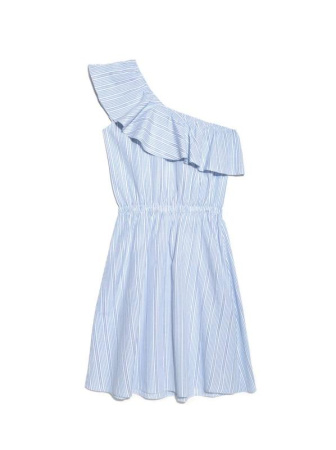 Эффектное платье на одно плечо с воланом  LPL 930 || Плаття жін. CE LPL 930, р.170-92-98, blue-white