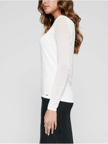 Вязаный джемпер с ажурными рукавами из пряжи с вискозой LDK 090