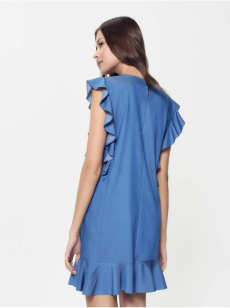 Джинсовое платье А-силуэта с воланами LPL 905