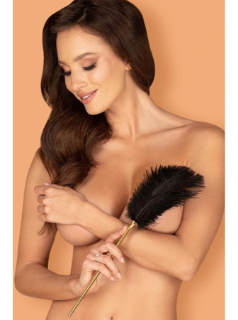 Стек эротический и перышки для щекотания Obsessive A754 Черно-золотой