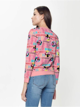 Хлопковый свитшот с ярким принтом и надписями Disney LD 951 || Джемпер жін. CE DISNEY LD 951, р.170-92, pink fun