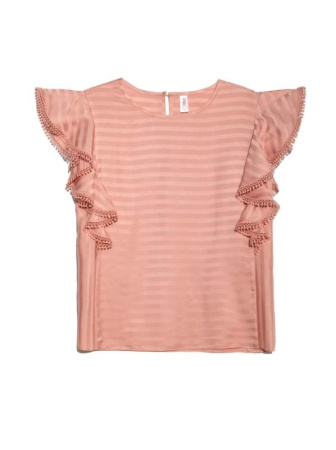 Ультрамодная шелковистая блузка с воланами LBL 908 || Блуза жін. CE LBL 908, р.170-88-94, dusty rose