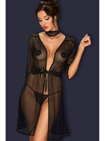 Комплект Obsessive Lucita peniuar  Черный